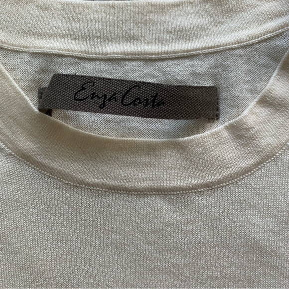 Enza Costa Silk Knit Perfect Tee Ecru NWOT Size Small - Picture 5 of 7
